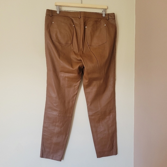 Lafayette 148 New York Mercer Nappa  Leather Pants Brown - Picture 5 of 11